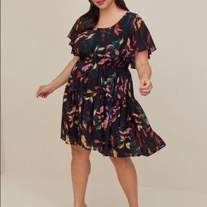 Torrid Mini Chiffon Ruffle Hem Skater Dress size 3 EUC